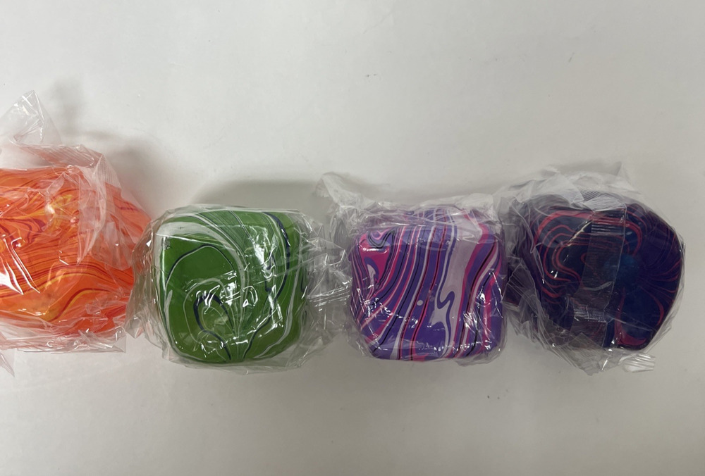 Squishy Cubes Fidget Toy 4 Pack Marbled Stress Relief Sensory Toy Soft Foam Cube